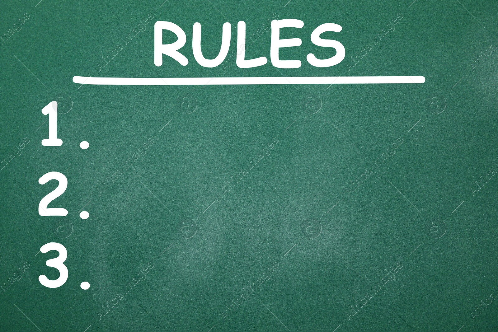 Image of Chalkboard with list of rules as background