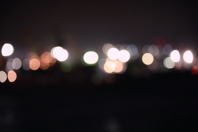 Blurred view of port at night. Bokeh effect