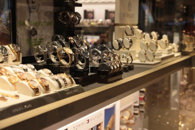 Photo of Turkey, Trabzon-June 30, 2022: Showcase with different luxury watches in store