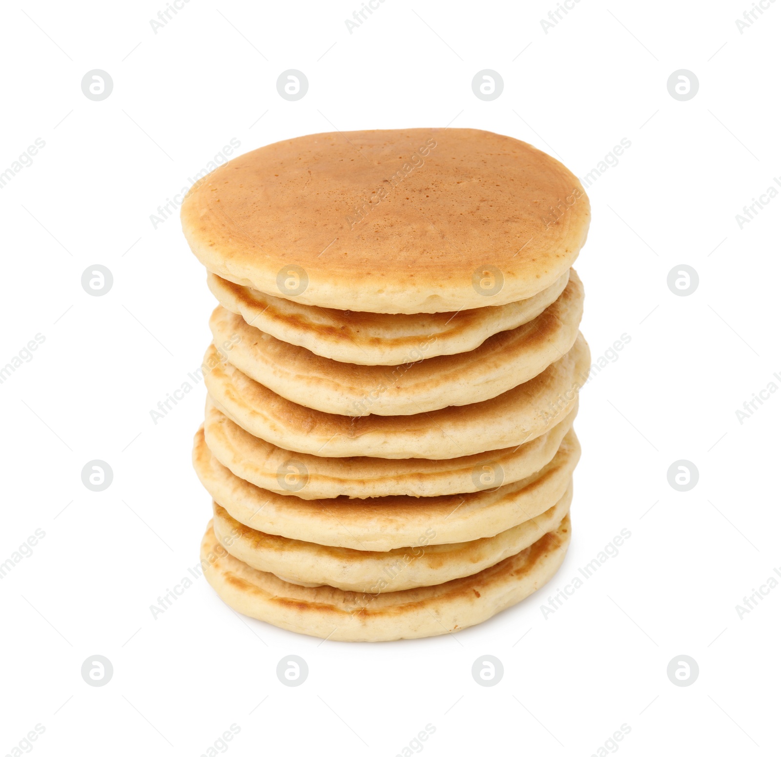 Photo of Stack of tasty pancakes isolated on white