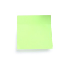 Blank light green sticky note isolated on white. Space for text