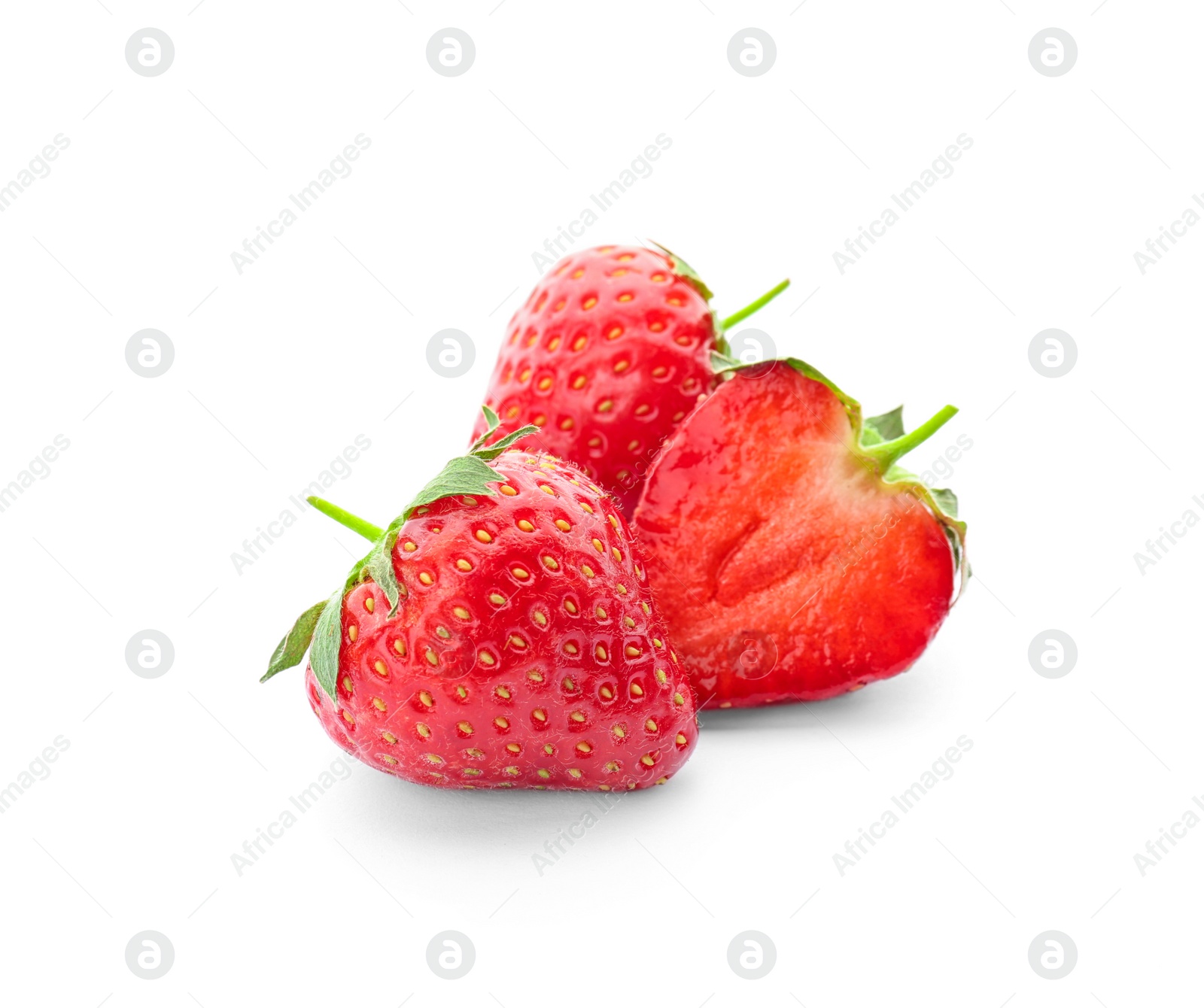 Photo of Delicious ripe strawberries on white background