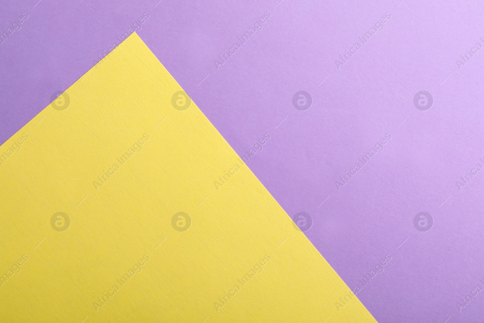 Photo of Violet and yellow paper sheets as colorful background, top view