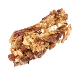 One piece of tasty granola bar isolated on white