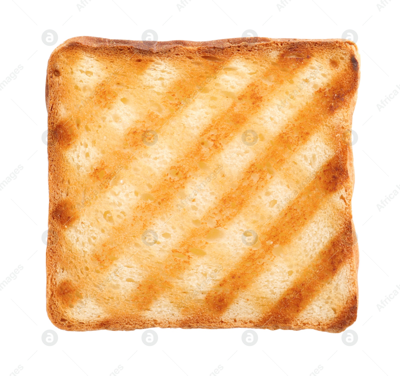 Photo of Slice of delicious toasted bread isolated on white