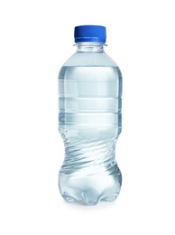 Bottle of drinking water on white background