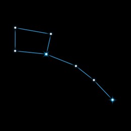 Image of Ursa Minor (Little Bear) constellation. Stick figure pattern on black background
