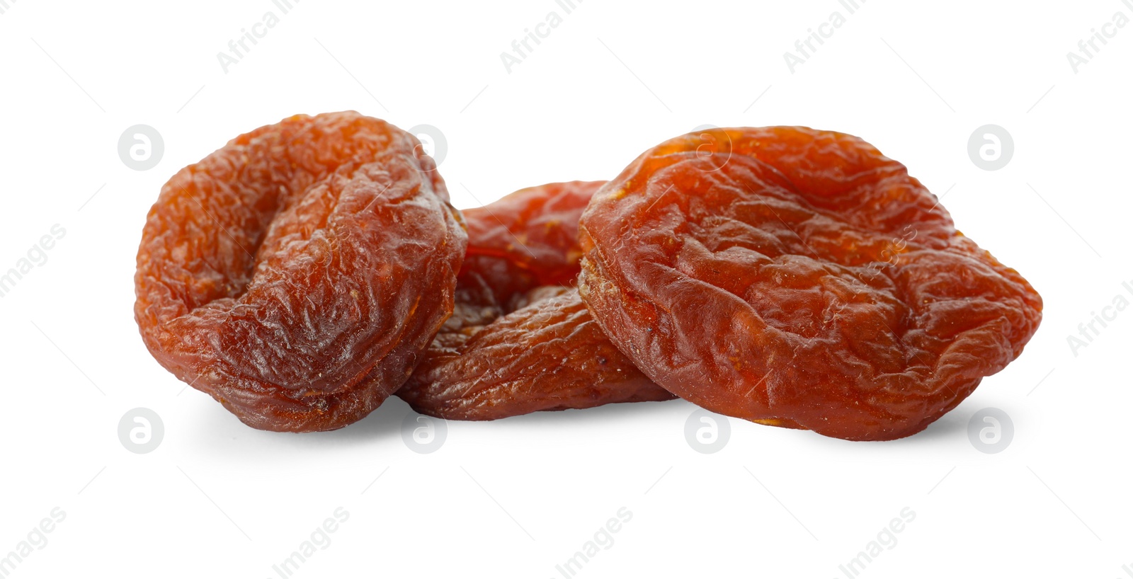 Photo of Tasty dried apricots isolated on white. Healthy snack