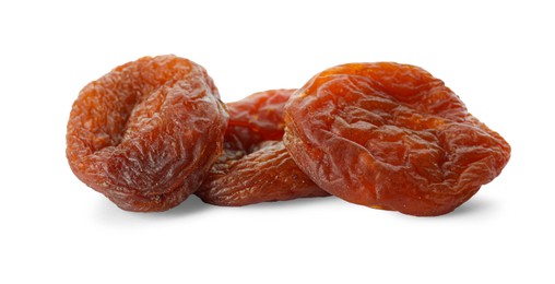 Photo of Tasty dried apricots isolated on white. Healthy snack