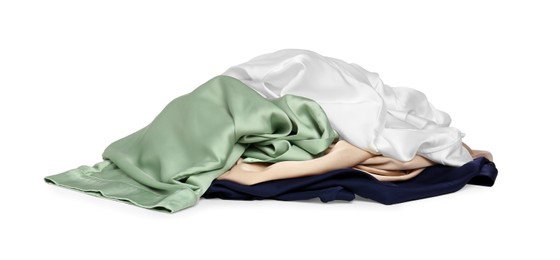 Pile of colorful clothes isolated on white