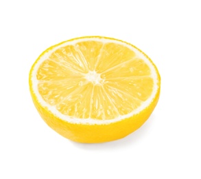 Piece of ripe lemon on white background