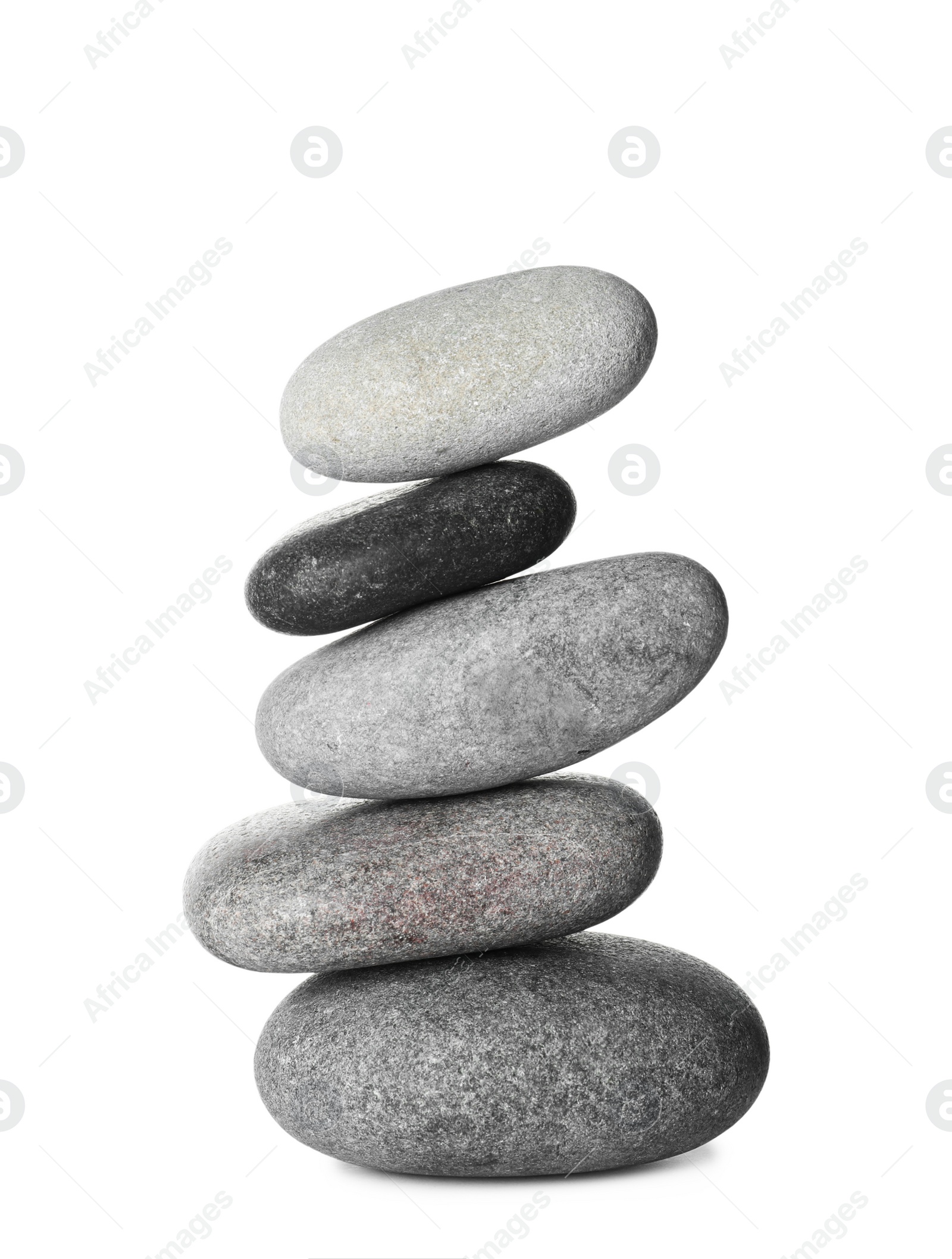 Photo of Stack of spa stones on white background