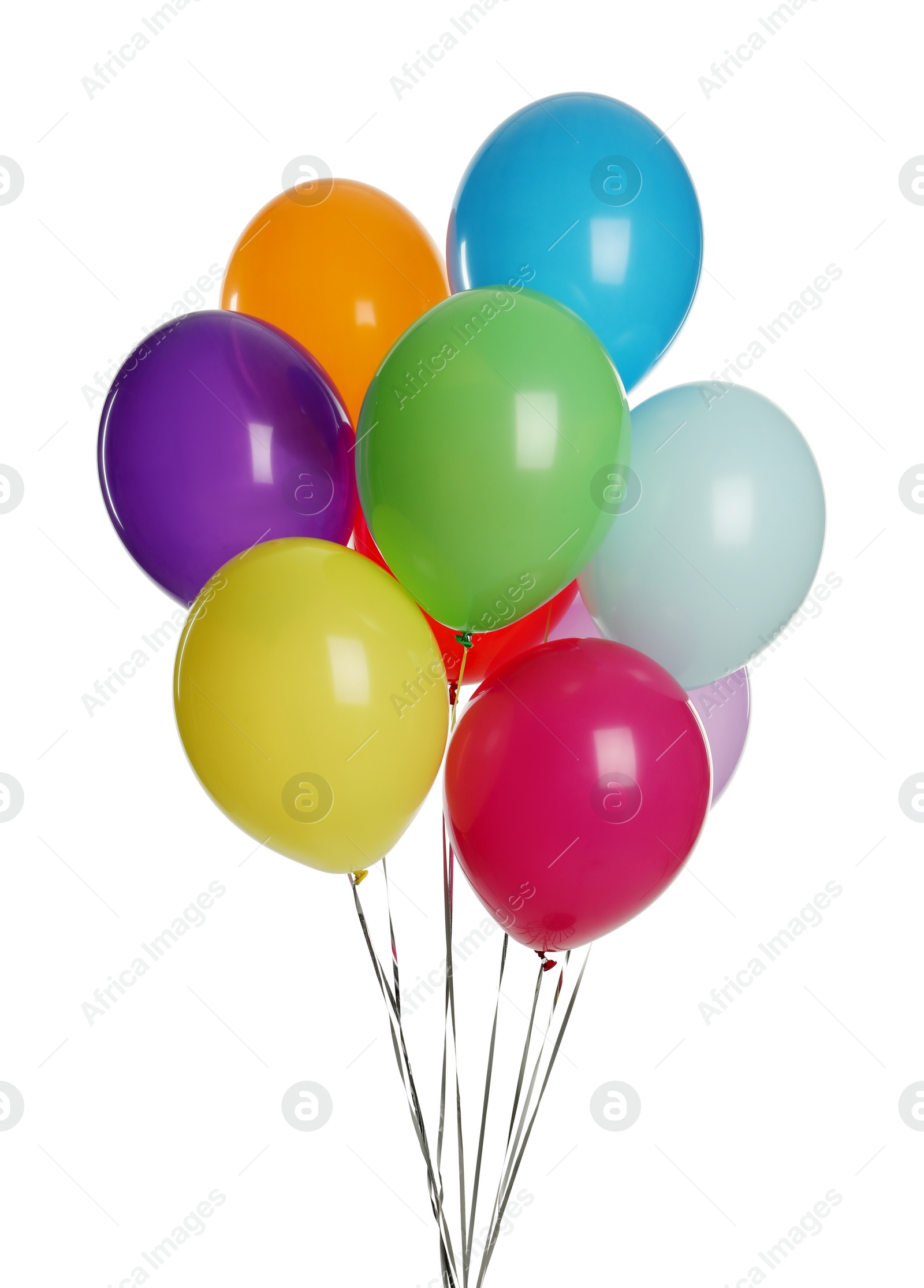 Photo of Bunch of colorful balloons on white background