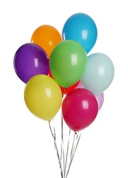 Photo of Bunch of colorful balloons on white background