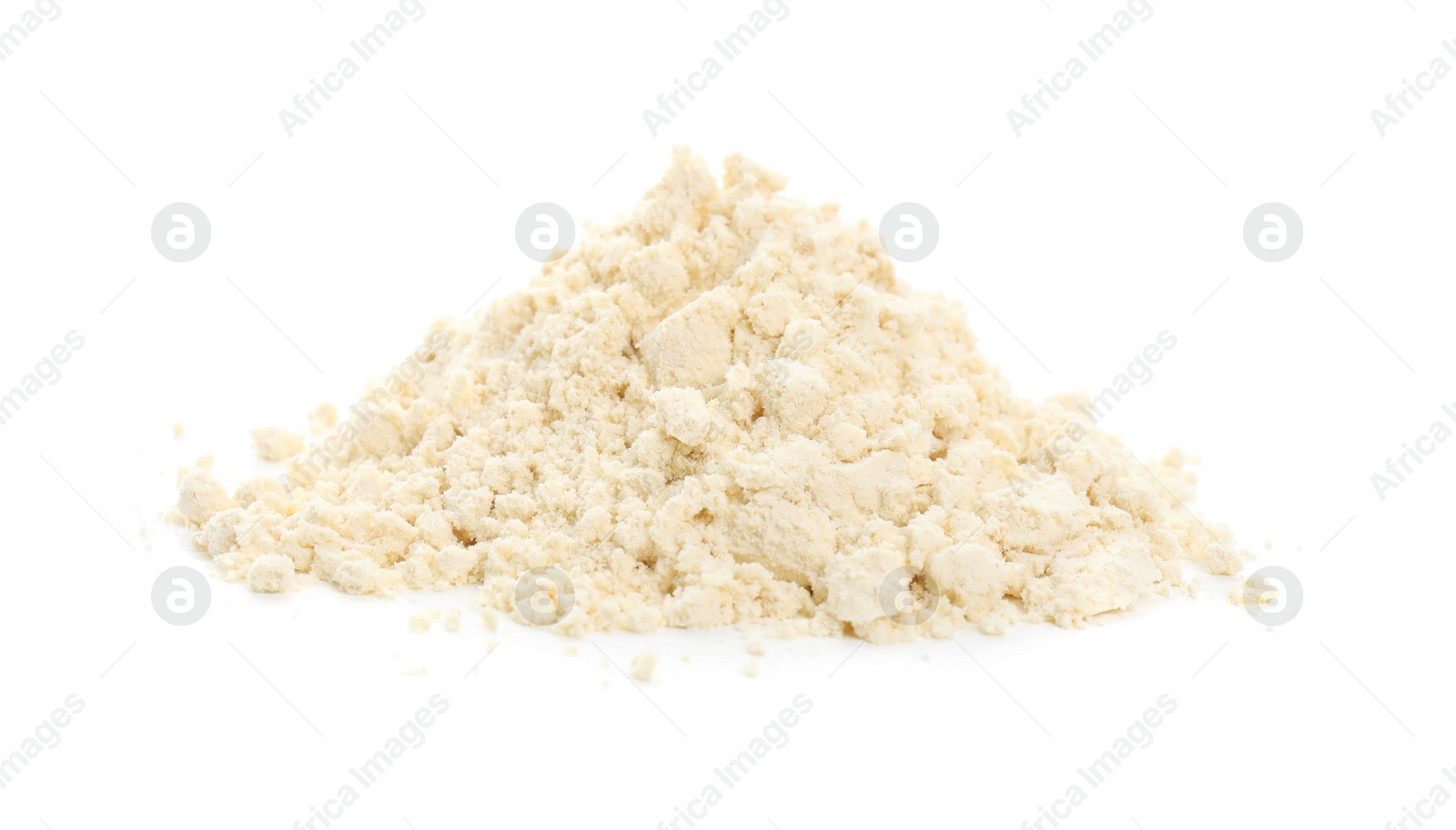 Photo of Pile of chickpea flour isolated on white