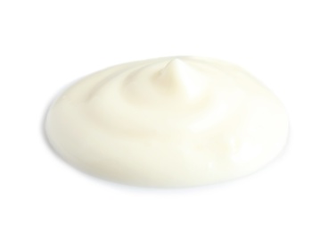 Photo of Delicious sour cream on white background. Dairy product