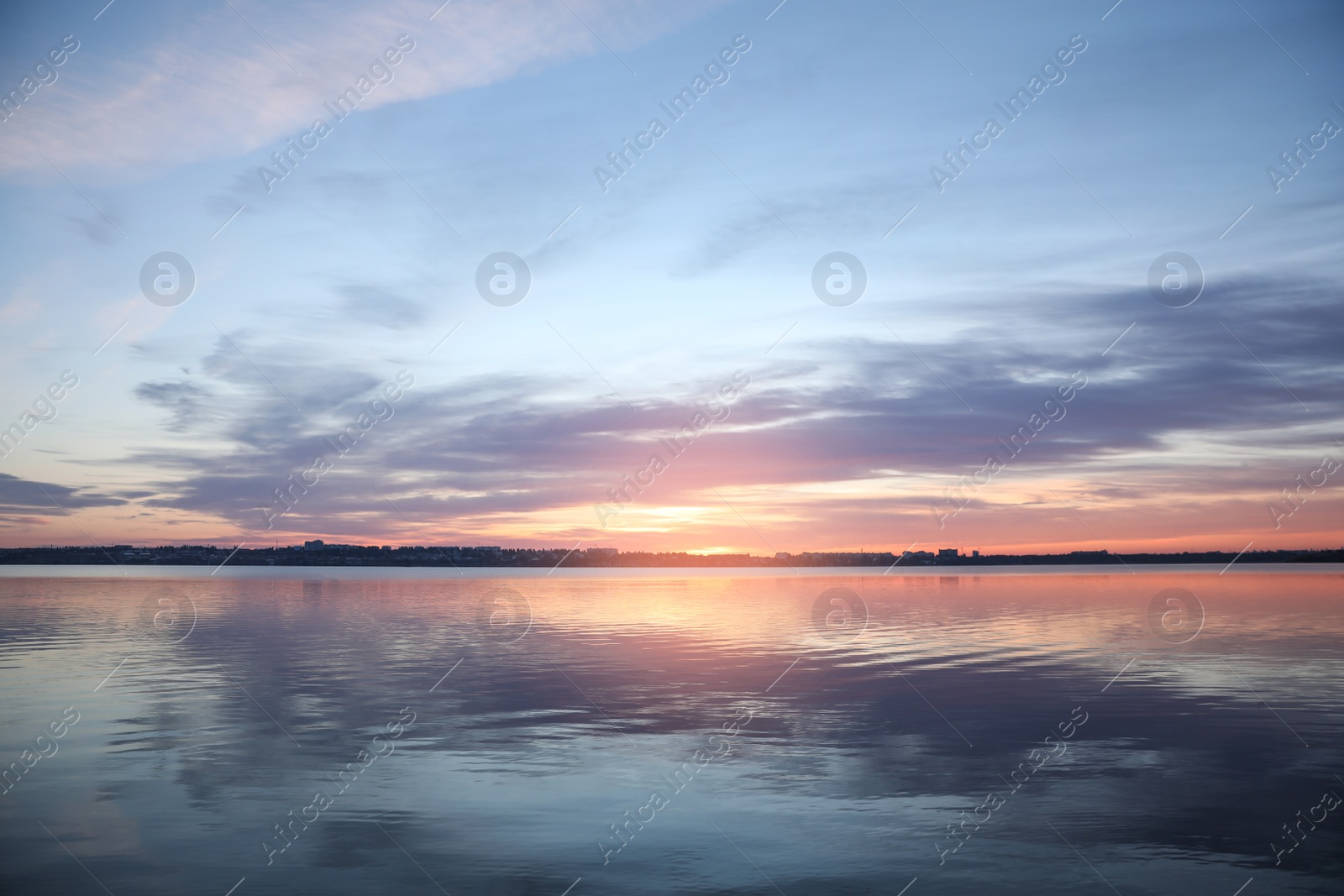 Photo of Picturesque view of beautiful river at sunset. Nature healing power