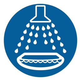 International Maritime Organization (IMO) sign, illustration. Start water spray