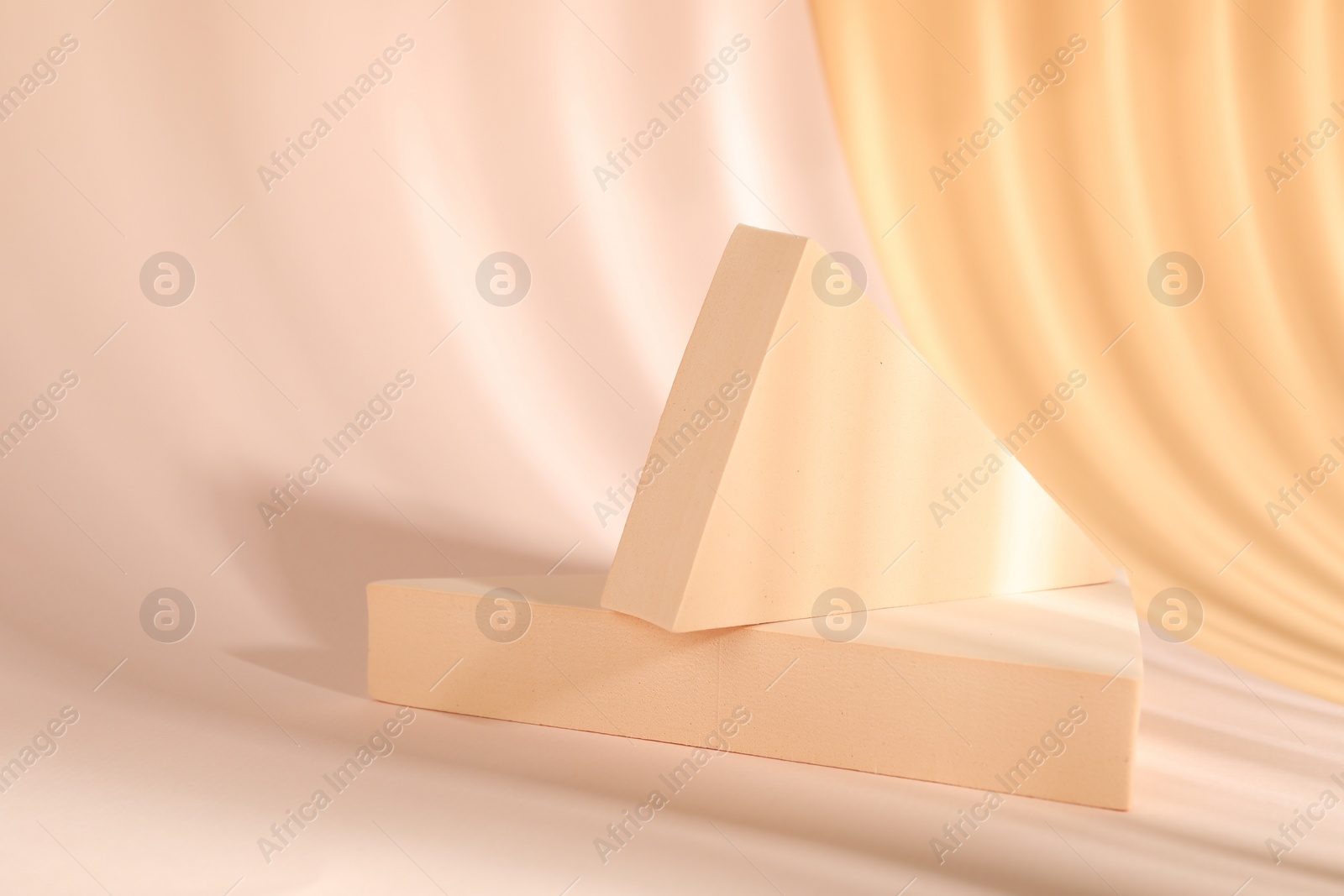 Photo of Presentation of product. Podiums and shadows on pink background