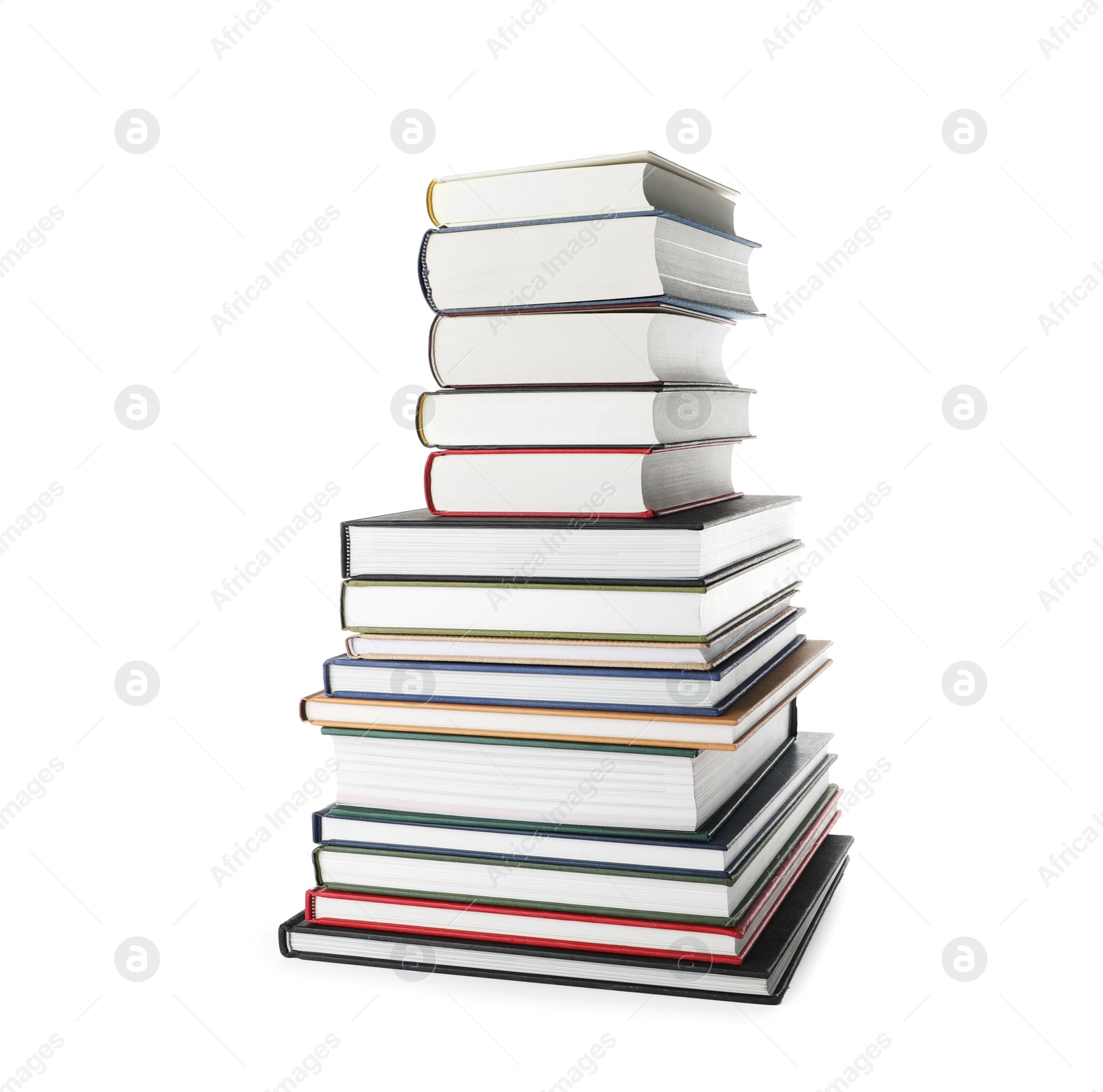 Photo of Stack of hardcover books on white background