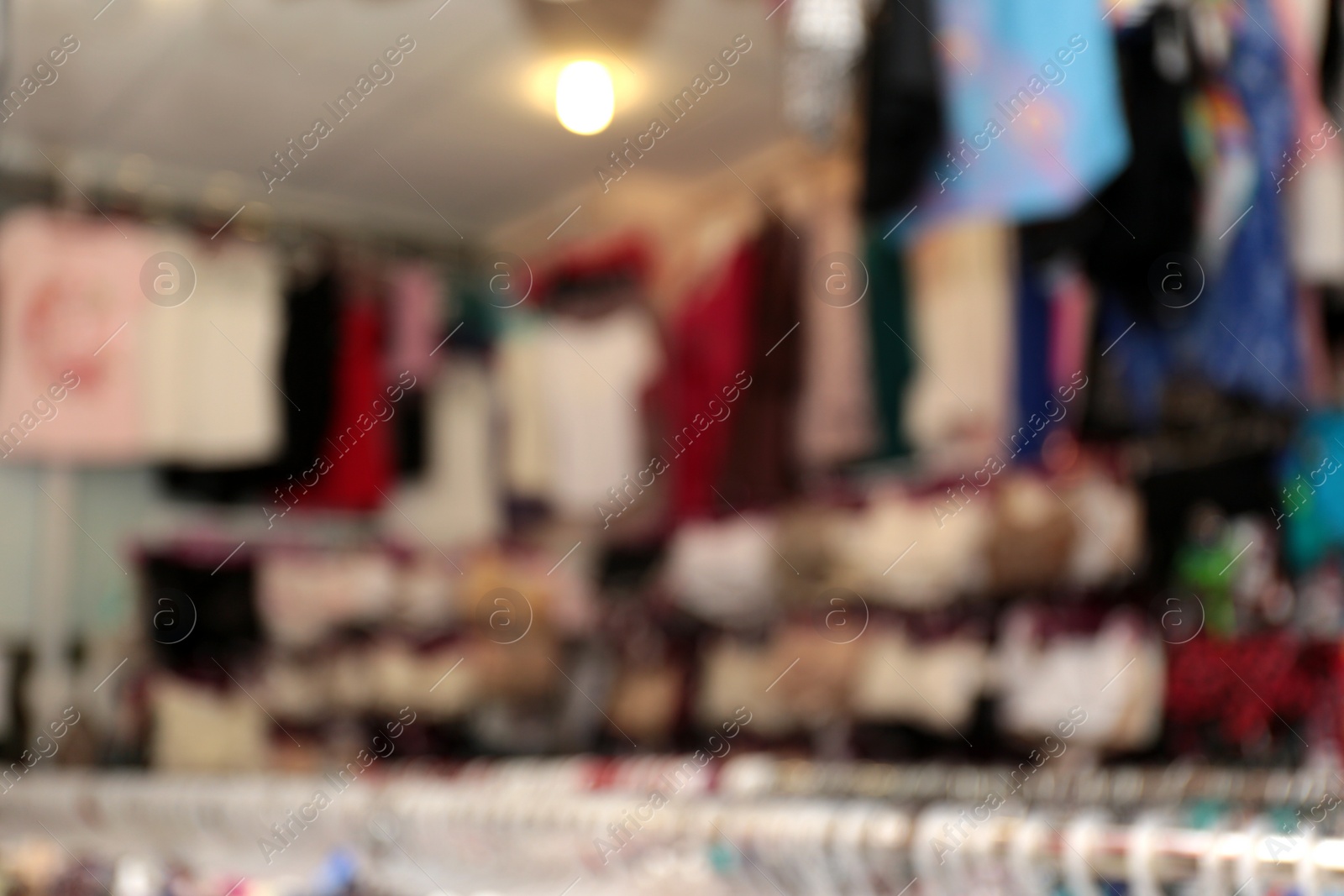 Photo of Blurred view of female underwear in store