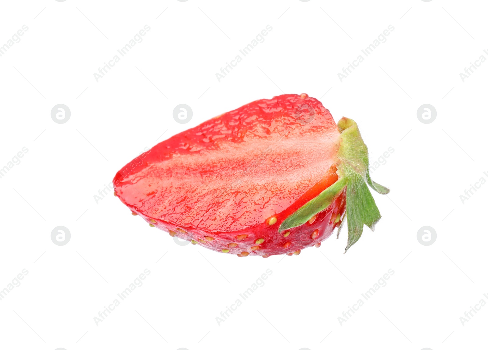 Photo of Piece of delicious ripe strawberry isolated on white