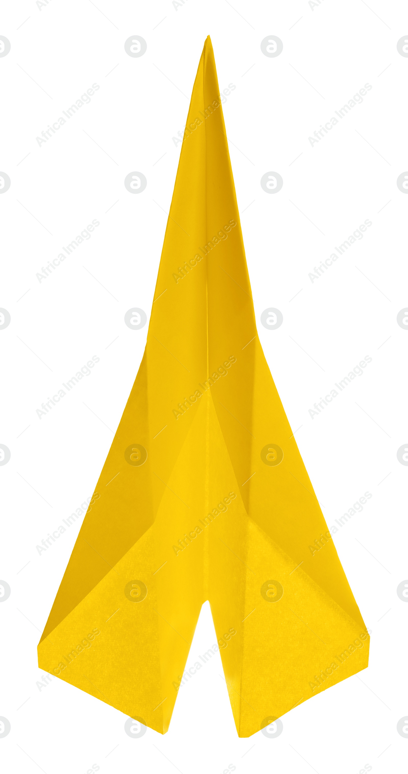 Photo of Handmade yellow paper plane isolated on white