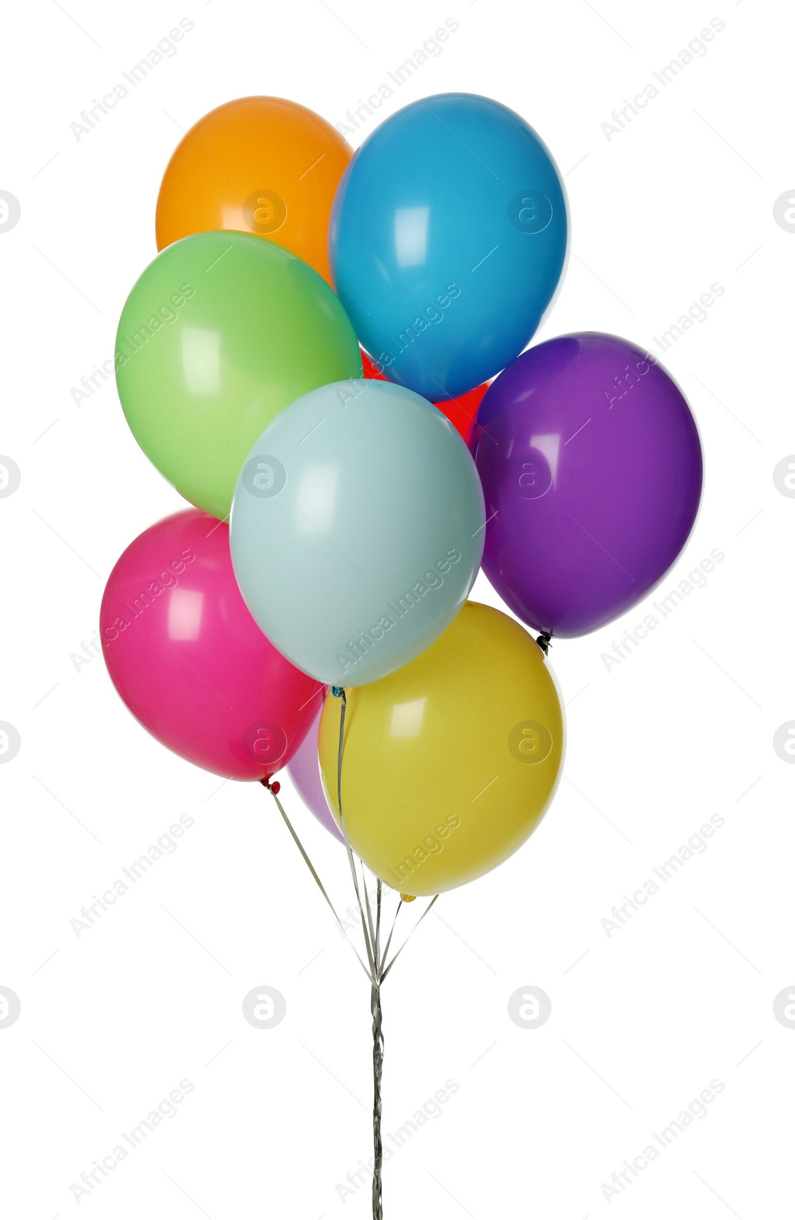 Photo of Bunch of colorful balloons on white background