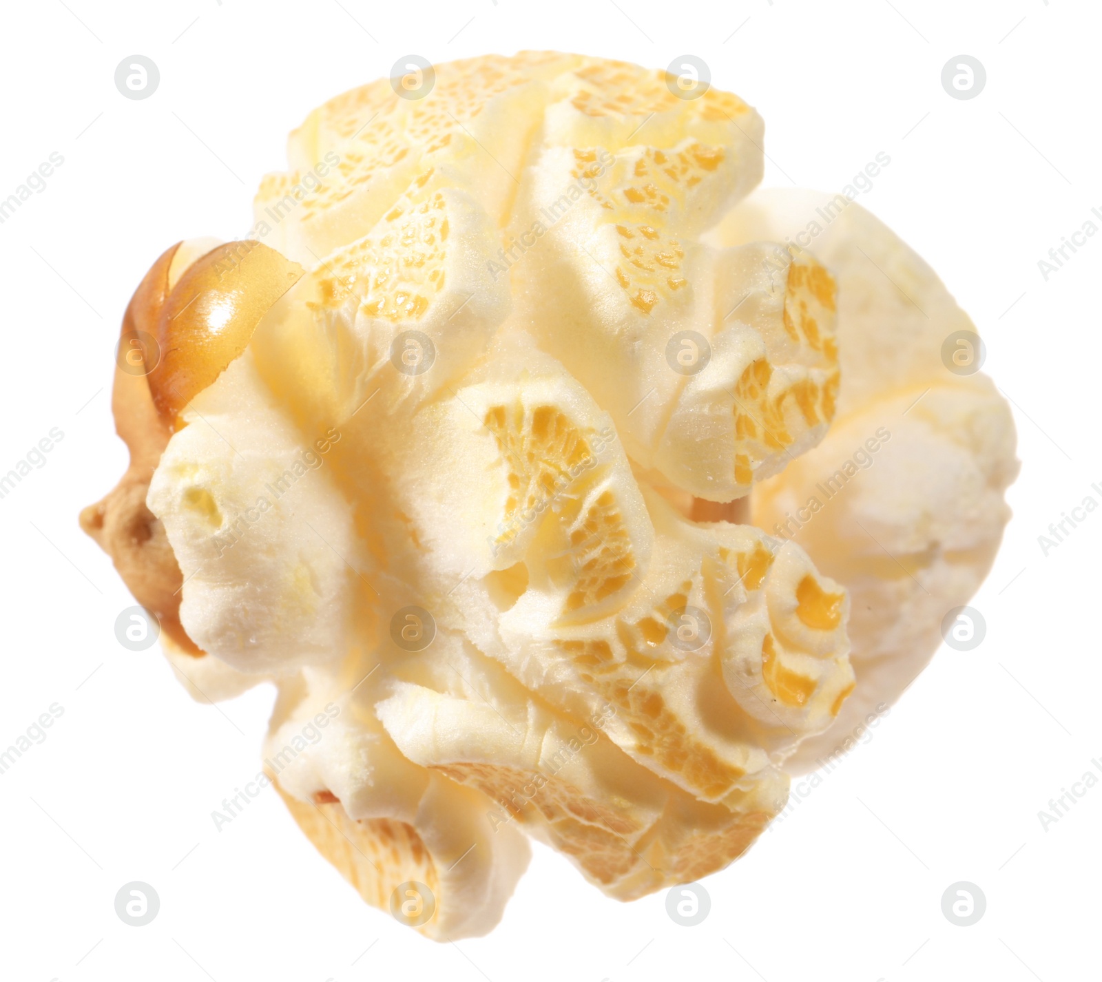 Photo of Kernel of tasty fresh popcorn isolated on white