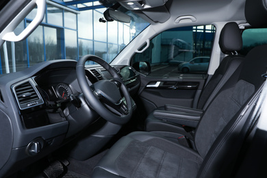Photo of View of modern car with comfortable driver's seat inside