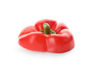 Photo of Slice of ripe paprika pepper on white background