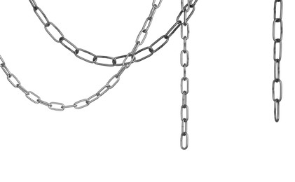 Photo of Two common metal chains isolated on white