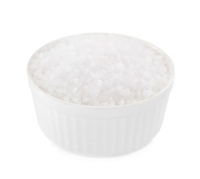 Natural salt in bowl isolated on white