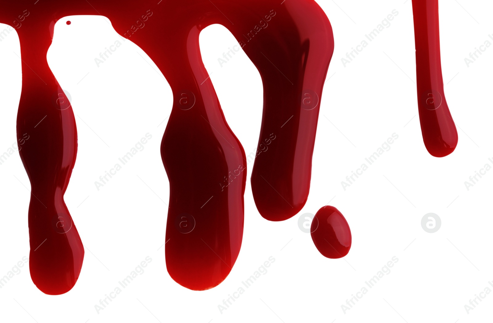 Photo of Flowing down red blood isolated on white