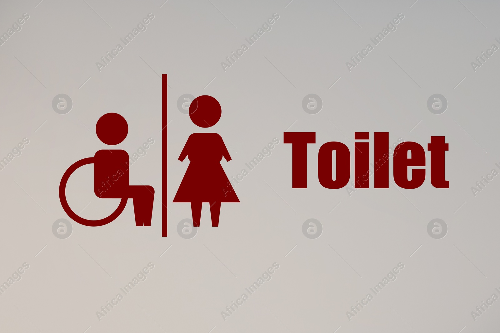 Illustration of Red public toilet sign on white wall