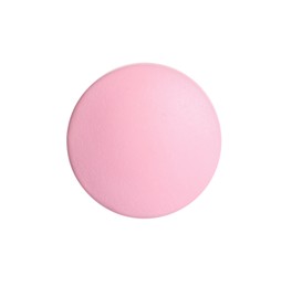 Photo of One pink pill on white background. Medicinal treatment