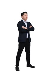 Photo of Businessman in suit posing on white background