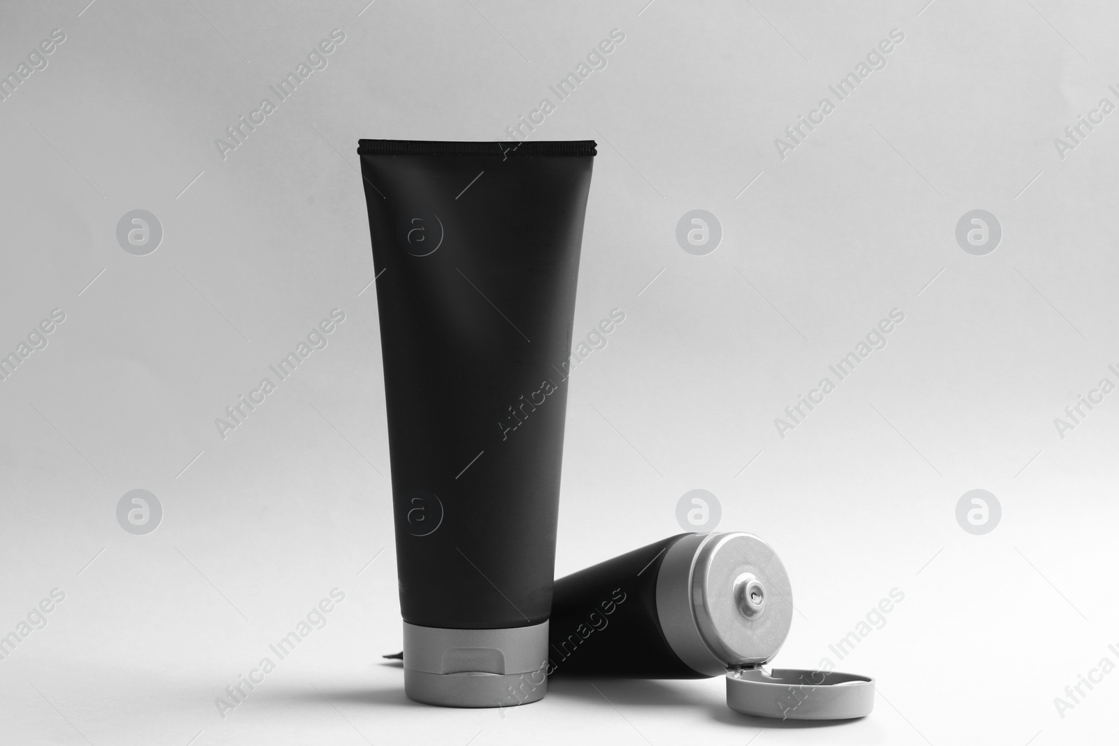 Photo of Set of men's cosmetic on light background. Mockup for design