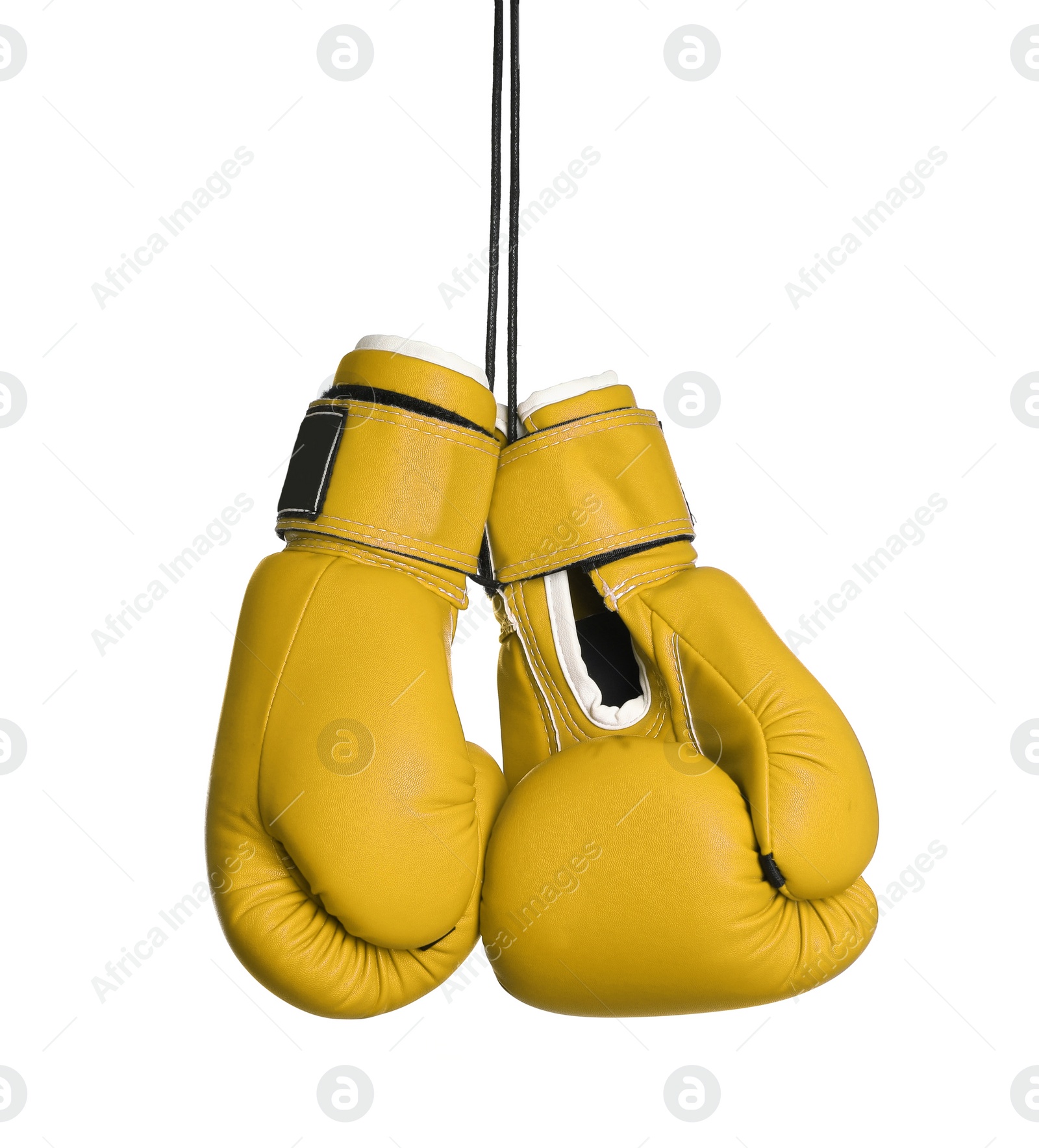 Image of Pair of yellow boxing gloves isolated on white