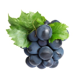 Fresh ripe juicy black grapes isolated on white