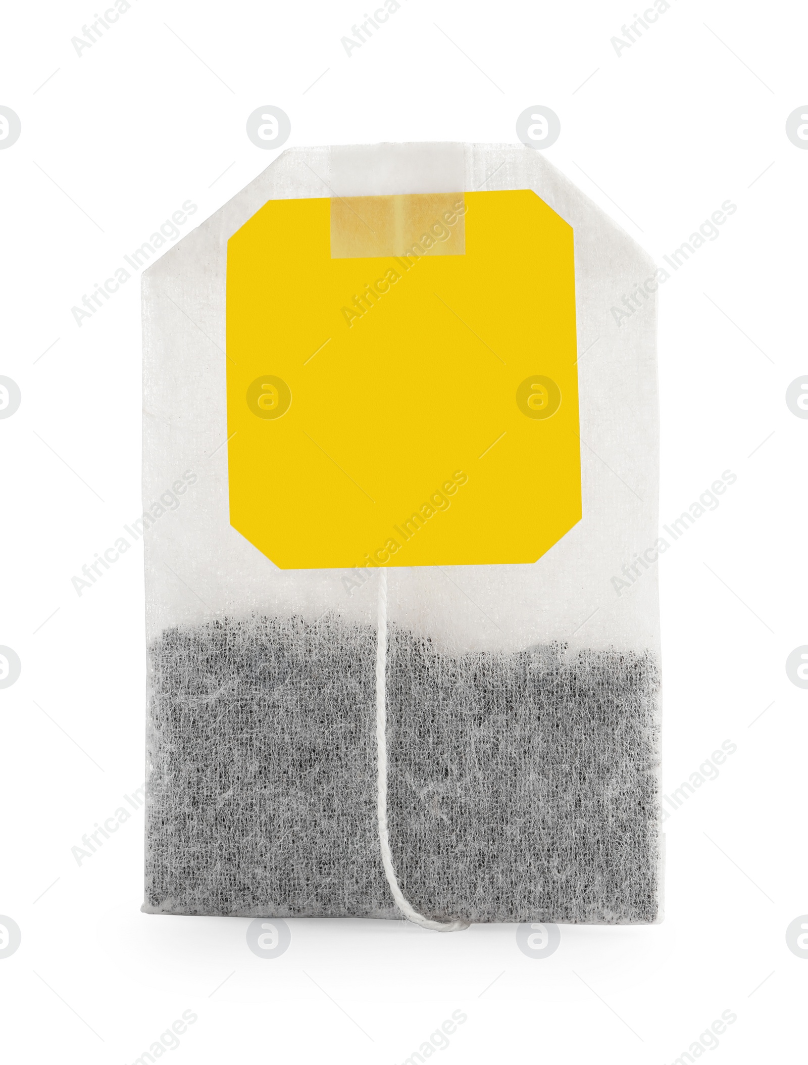 Photo of New tea bag with tab isolated on white