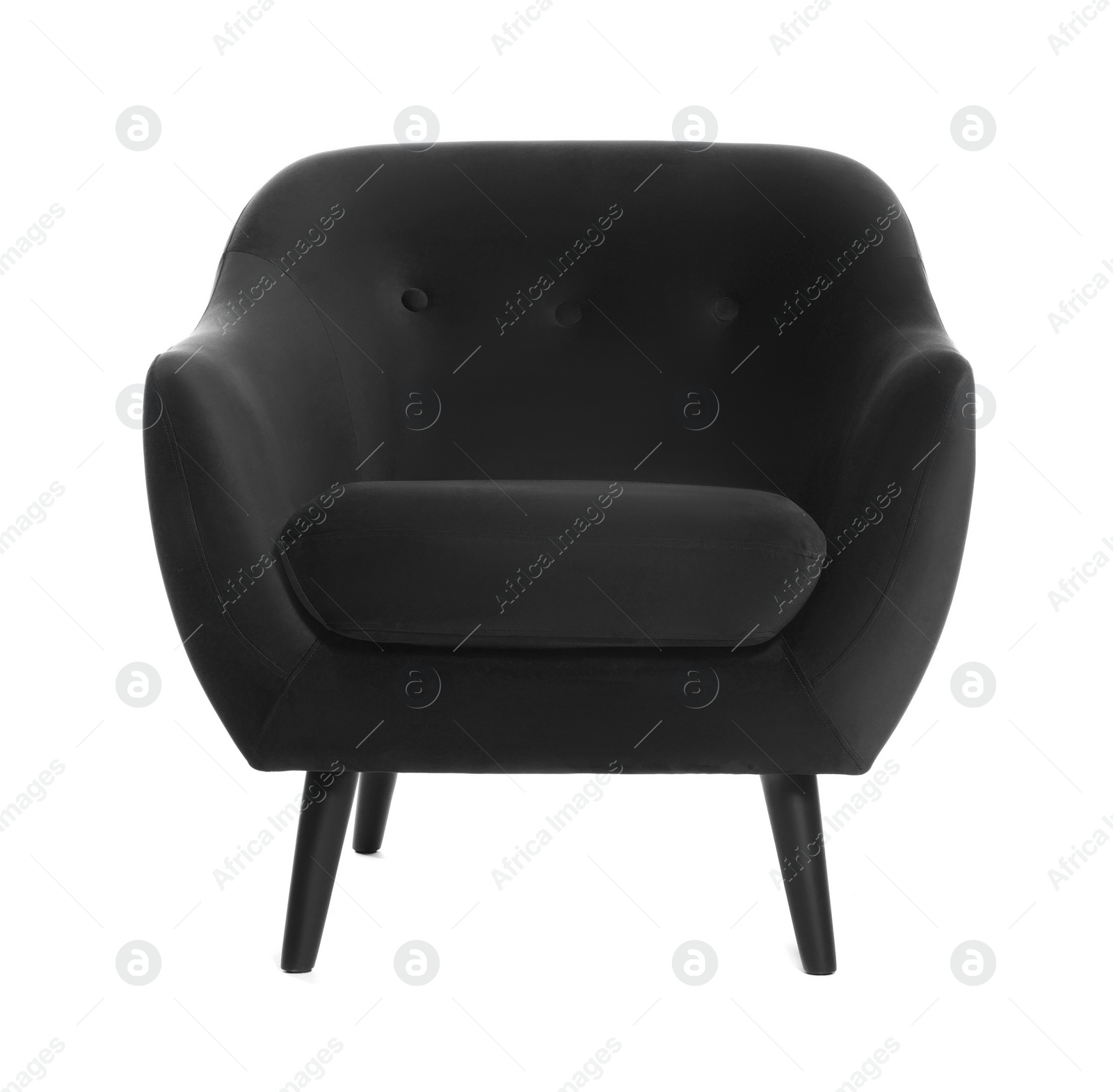 Image of One comfortable dark grey armchair isolated on white