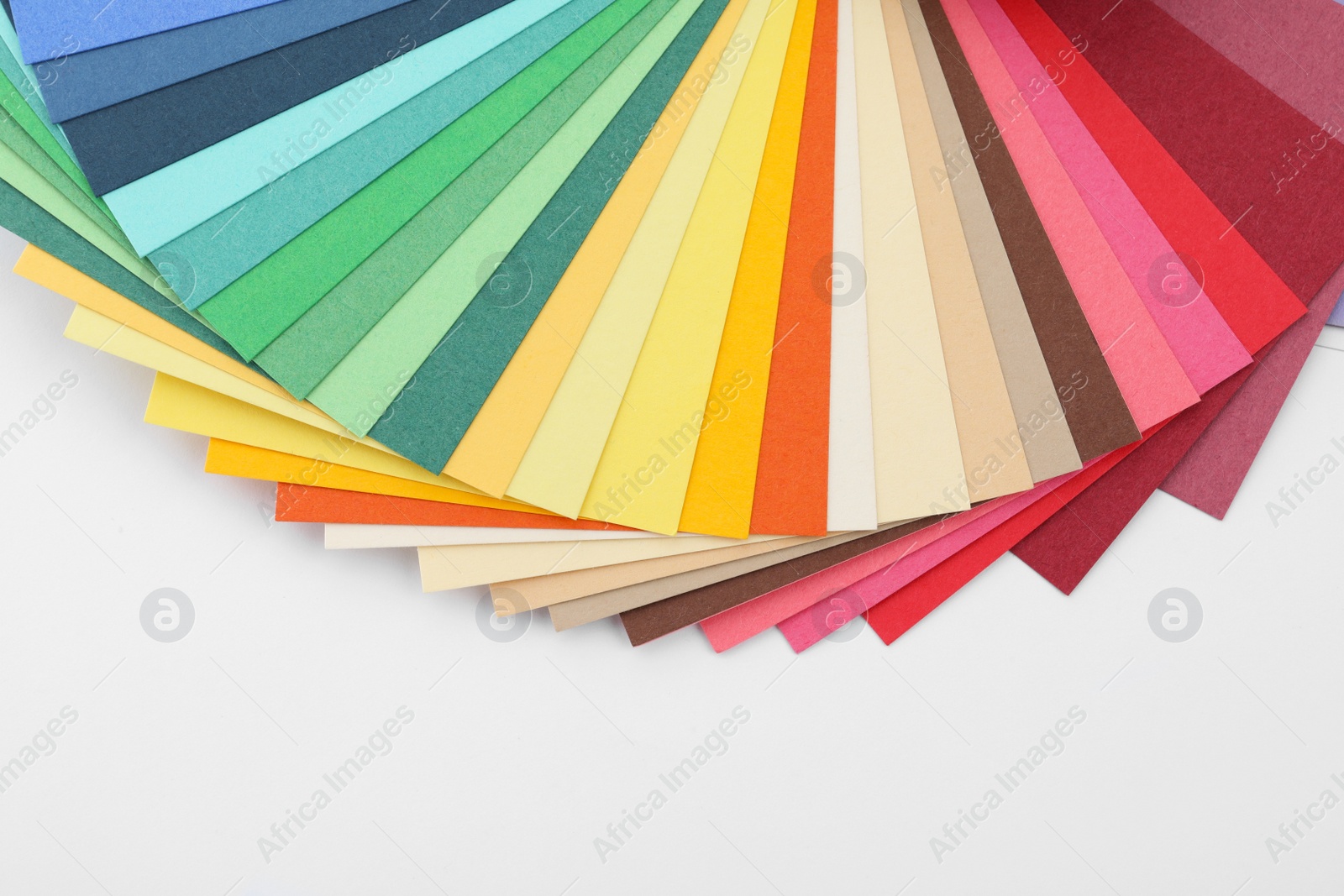 Photo of Color palette samples isolated on white, top view