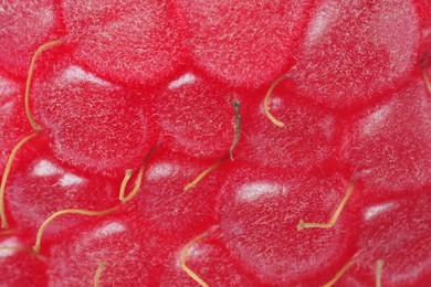 Texture of ripe raspberry as background, macro view. Fresh berry