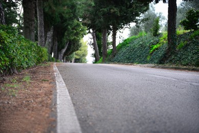 View of asphalt road in city, closeup