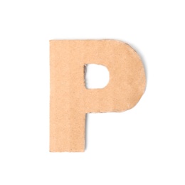 Photo of Letter P madecardboard on white background