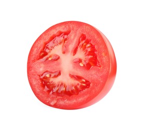 Photo of Piece of red ripe tomato isolated on white