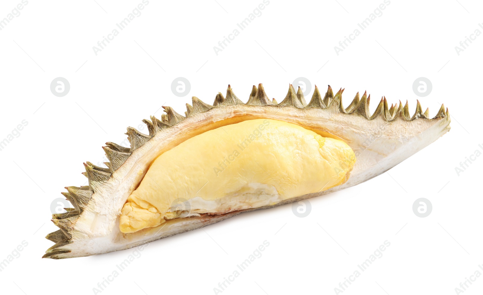 Photo of Piece of fresh ripe durian isolated on white