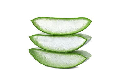 Green aloe vera slices isolated on white