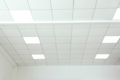 White ceiling in office room. Interior design